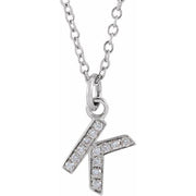 14K White .045 CTW Natural Diamond Petite Initial K 16-18' Necklace