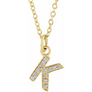 14K Yellow .045 CTW Natural Diamond Petite Initial K 16-18' Necklace