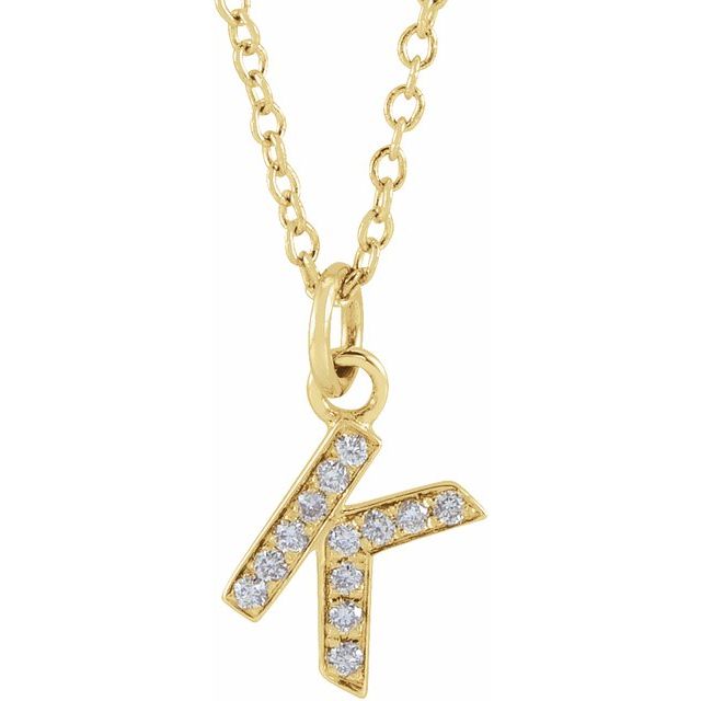 14K Yellow .045 CTW Natural Diamond Petite Initial K 16-18' Necklace