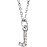 14k White .025 Ctw Natural Diamond Petite Initial J 16-18' Necklace