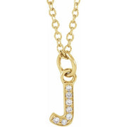 14K Yellow .025 CTW Natural Diamond Petite Initial J 16-18' Necklace