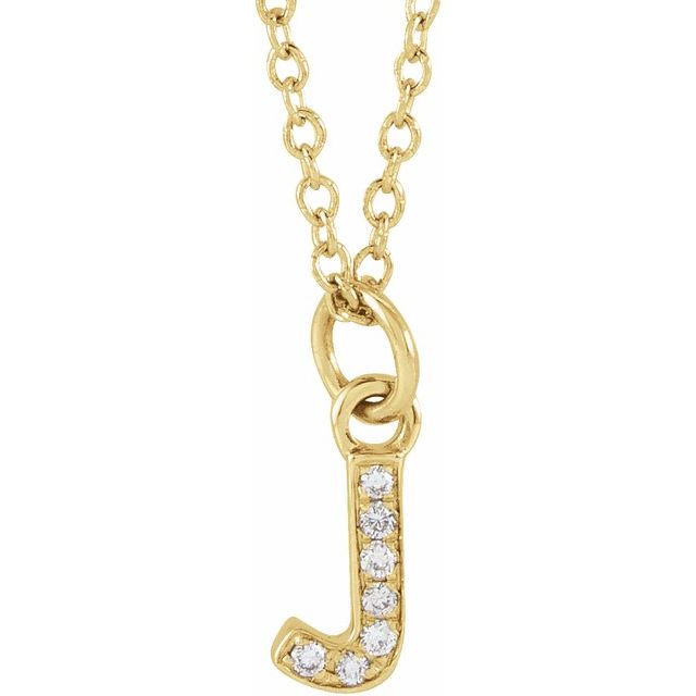 14K Yellow .025 CTW Natural Diamond Petite Initial J 16-18' Necklace