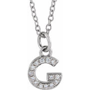 14K White .05 CTW Natural Diamond Petite Initial G 16-18' Necklace