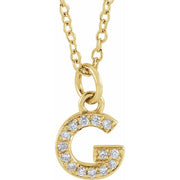 14K Yellow .05 CTW Natural Diamond Petite Initial G 16-18' Necklace