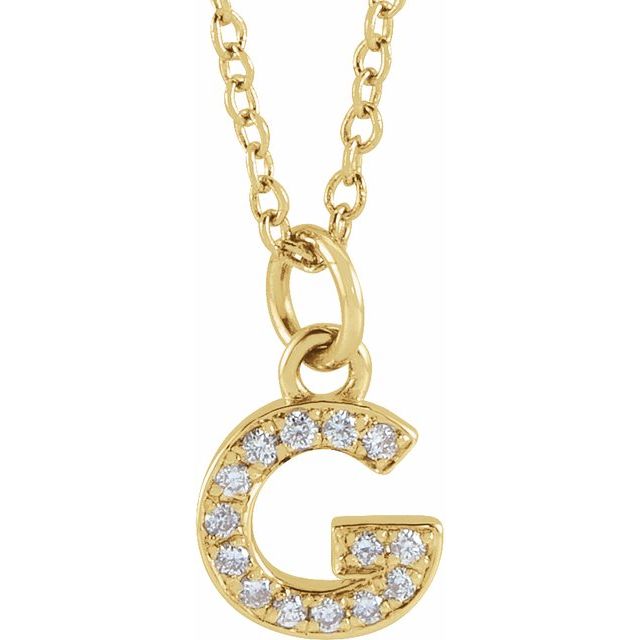 14K Yellow .05 CTW Natural Diamond Petite Initial G 16-18' Necklace