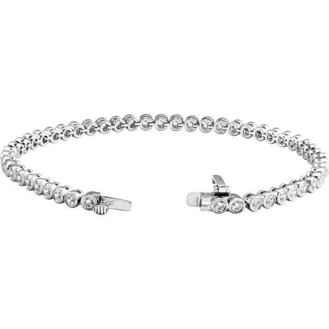 14K White 3 1/2 CTW Lab-Grown Diamond Bezel-Set 7' Bracelet