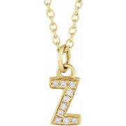 14K Yellow .03 CTW Natural Diamond Petite Initial Z 16-18' Necklace