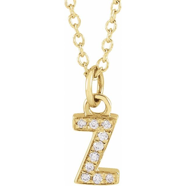 14K Yellow .03 CTW Natural Diamond Petite Initial Z 16-18' Necklace
