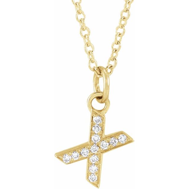 14K Yellow .04 CTW Natural Diamond Petite Initial X 16-18' Necklace