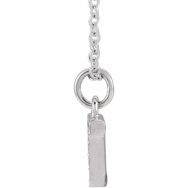 14K White .03 CTW Natural Diamond Petite Initial T 16-18' Necklace