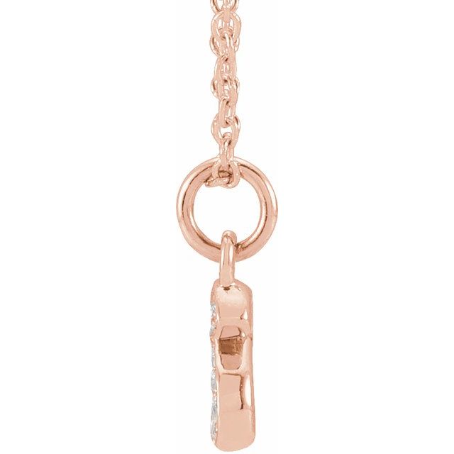 14K Rose .04 CTW Natural Diamond Petite Initial S 16-18' Necklace