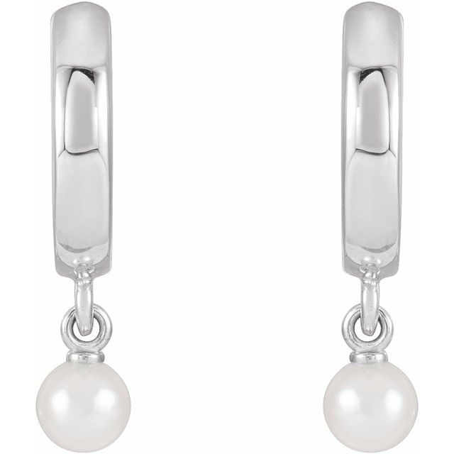 Sterling Silver Cultured Seed Pearl Hoop Earrings