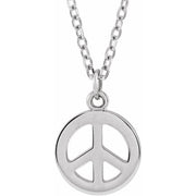 14K White Peace Symbol 16-18' Necklace