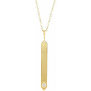 14K Yellow .03 CTW Natural Diamond Engravable Bar 18' Necklace