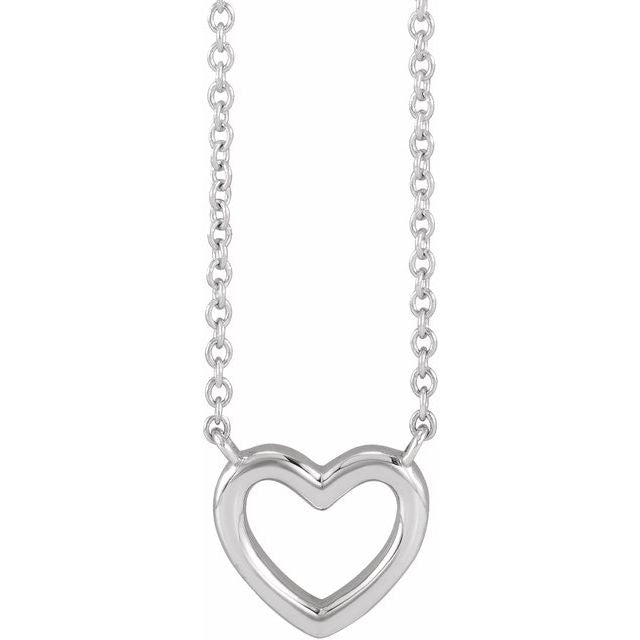 Sterling Silver Heart 18' Necklace