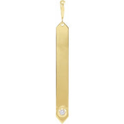14K Yellow .03 CTW Natural Diamond Engravable Bar Pendant