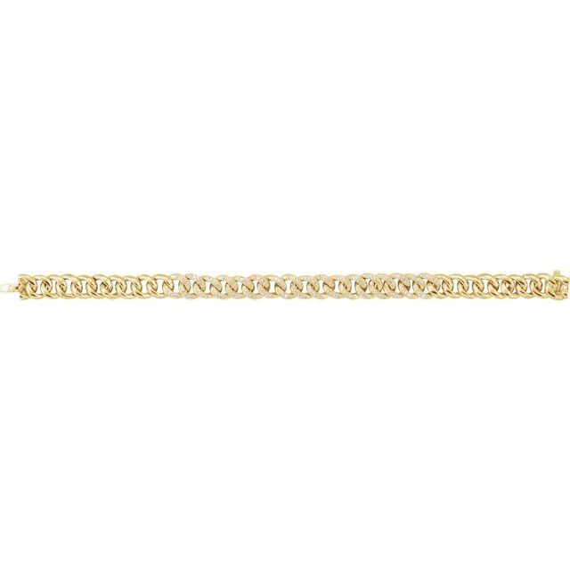 14K Yellow 3/4 CTW Natural Diamond Curb 7' Bracelet
