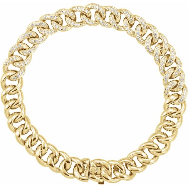 14K Yellow 3/4 CTW Natural Diamond Curb 7' Bracelet