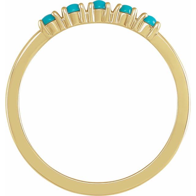 14K Yellow Natural Turquoise Cabochon Stackable Ring