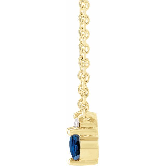 14K Yellow Natural Blue Sapphire & .015 CT Natural Diamond 18' Necklace