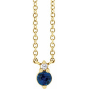 14K Yellow Natural Blue Sapphire & .015 CT Natural Diamond 18' Necklace