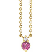 14K Yellow Natural Pink Sapphire & .015 CT Natural Diamond 18' Necklace