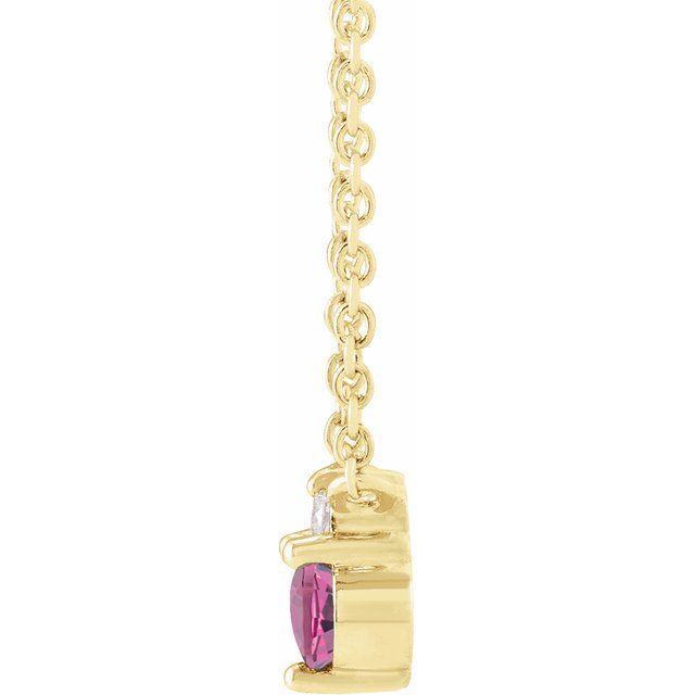 14K Yellow Natural Pink Sapphire & .015 CT Natural Diamond 18' Necklace