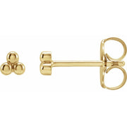 14k Yellow 3 Beads Stud Earrings