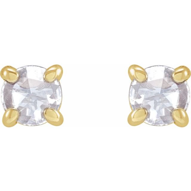 14K Yellow 1/6 CTW Rose-Cut Natural Diamond 4-Prong Claw Earrings