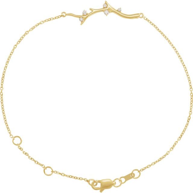 14K Yellow .06 CTW Natural Diamond Branch Bar 6 1/2-7 1/2' Bracelet