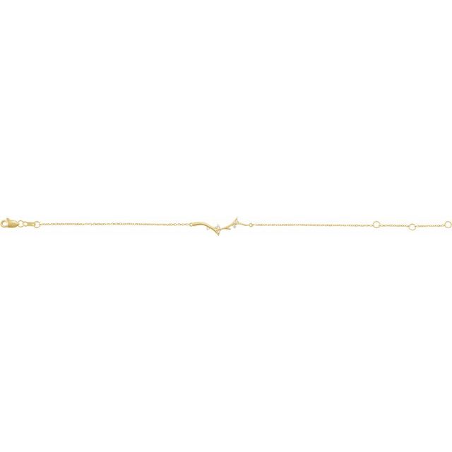 14K Yellow .06 CTW Natural Diamond Branch Bar 6 1/2-7 1/2' Bracelet