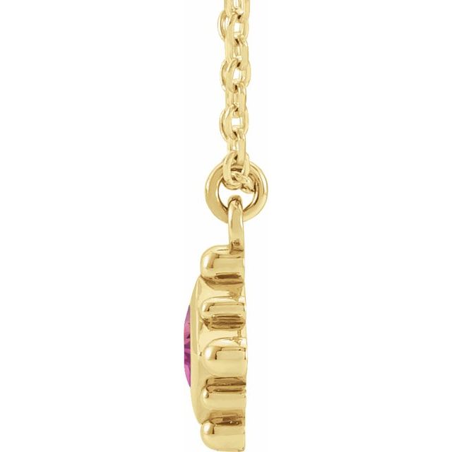14K Yellow Natural Pink Tourmaline Bezel-Set Beaded 16-18' Necklace