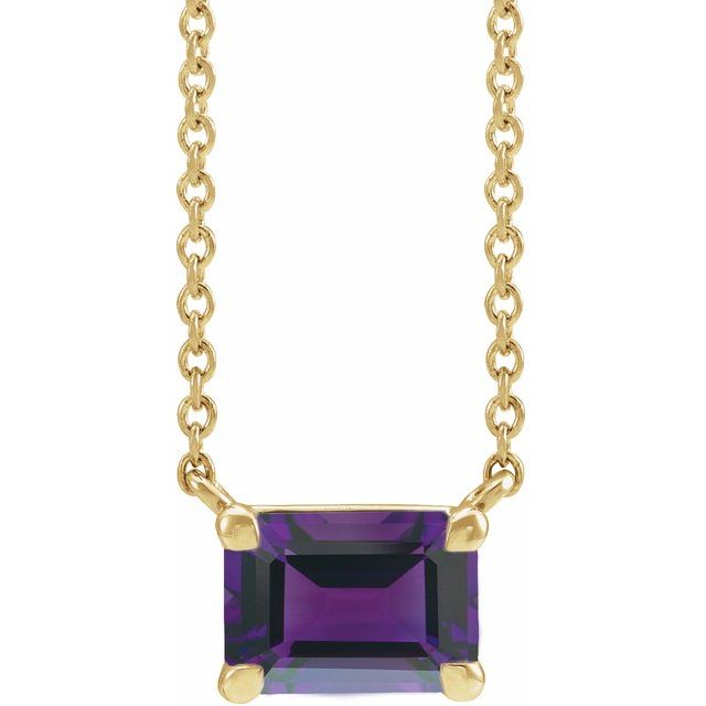 14K Yellow Natural Amethyst 18' Necklace