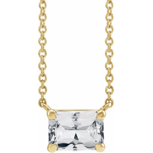 14K Yellow Natural White Sapphire 18' Necklace