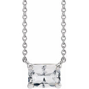 14K White Natural White Sapphire 18' Necklace