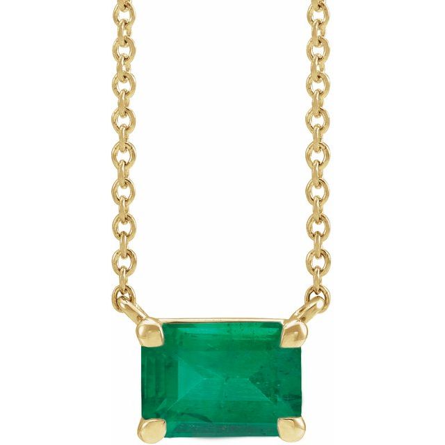 14K Yellow Lab-Grown Emerald 18' Necklace