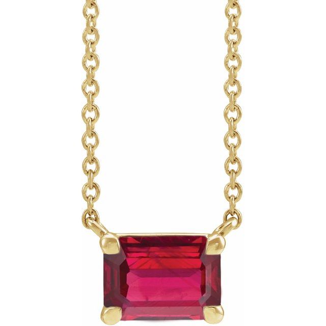 14K Yellow Lab-Grown Ruby 18' Necklace