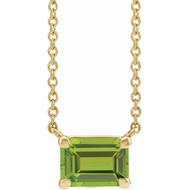 14K Yellow Natural Peridot 18' Necklace