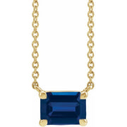 14K Yellow Lab-Grown Blue Sapphire 18' Necklace