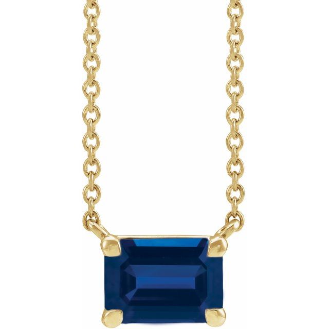 14K Yellow Lab-Grown Blue Sapphire 18' Necklace