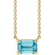 14K Yellow Natural Blue Zircon 18' Necklace
