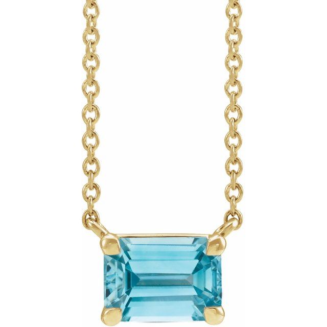 14K Yellow Natural Blue Zircon 18' Necklace