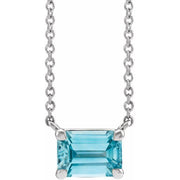 14K White Natural Blue Zircon 18' Necklace
