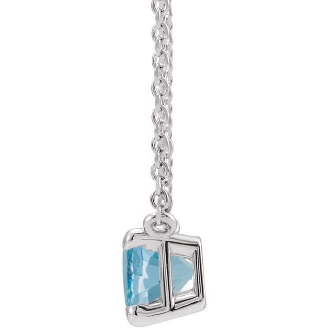 Platinum Natural Aquamarine 18' Necklace