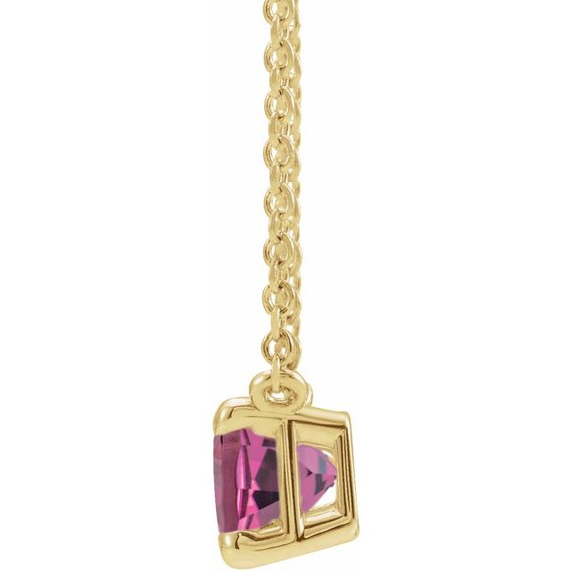 14K Yellow Natural Pink Tourmaline 18' Necklace