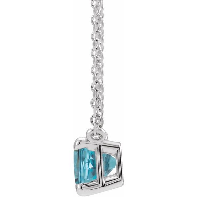 14K White Natural Blue Zircon 18' Necklace