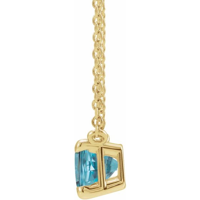 14K Yellow Natural Blue Zircon 18' Necklace