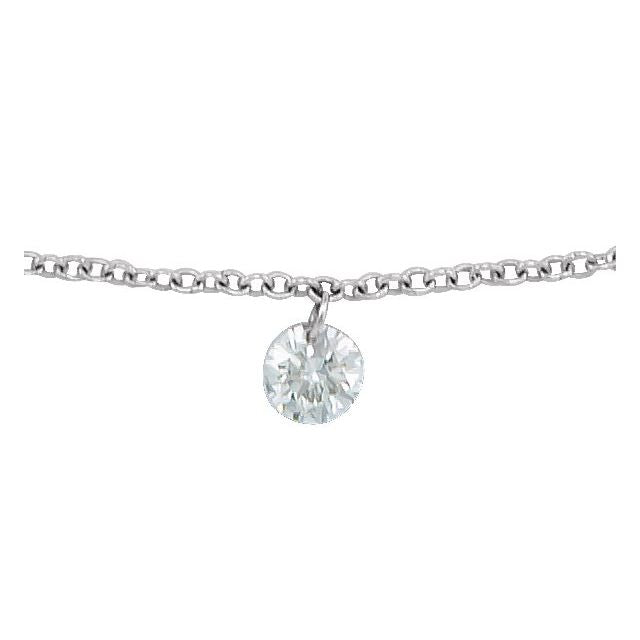 14k White 1/6 Ct Drilled Natural Diamond Solitaire 6 1/2-7 1/2' Bracelet