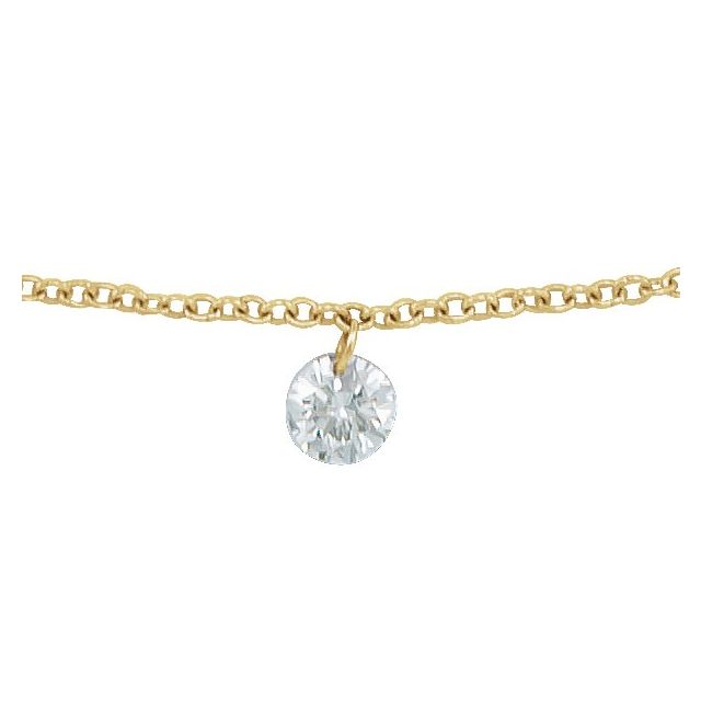 14K Yellow 1/6 CT Drilled Natural Diamond Solitaire 9' Anklet