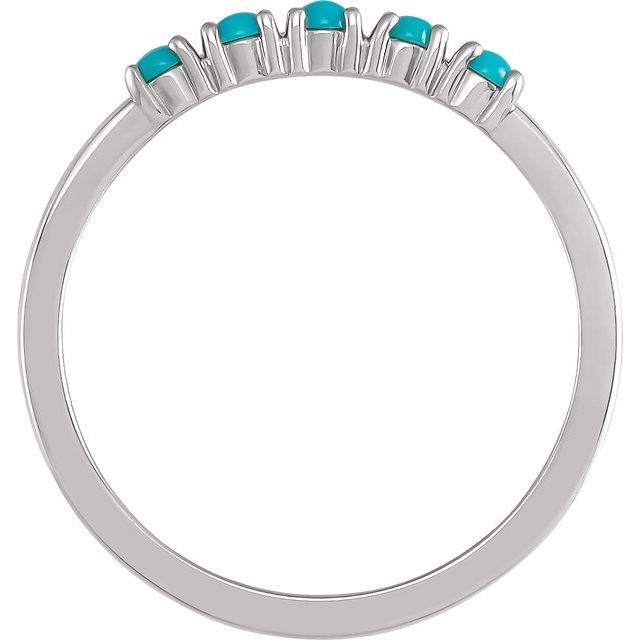 Sterling Silver Natural Turquoise Cabochon Stackable Ring